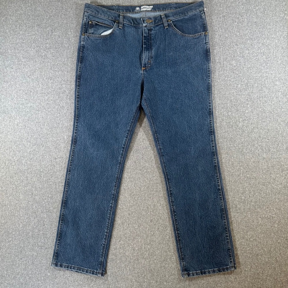 Wrangler Mens Advanced Comfort Slim Fit Jeans 38x32 Blue Denim Stretch Pants